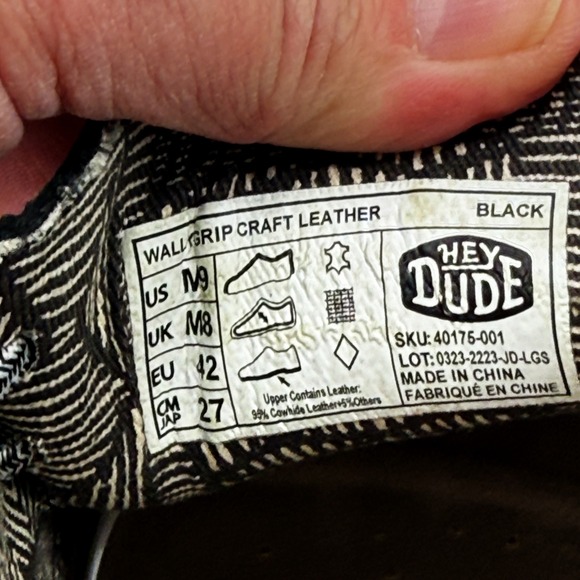 Hey Dude Wally Grip Craft Leather Black Mens Loafers Casual Shoes Size 9 NEW - Picture 4 of 11